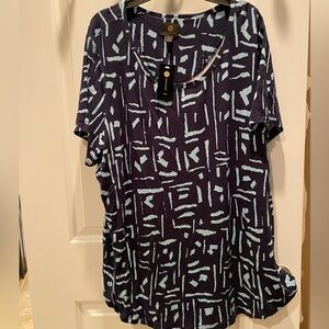 JM Collection Ladies NWT 2X shirt with vibrant blue colors by JM Collections.
